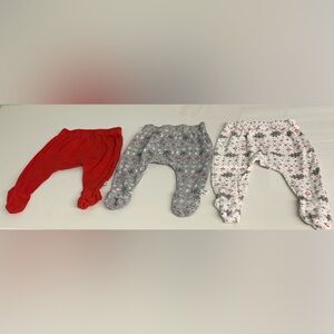 Honest Baby Clothing Footed Pants Set of 3 Sz 0-3 M